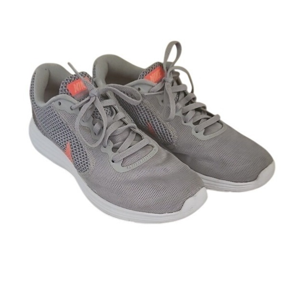 Nike Revolution 3 Women Running Shoes Wolf Grey Hyper Orange 8.5 819303 002 Gym